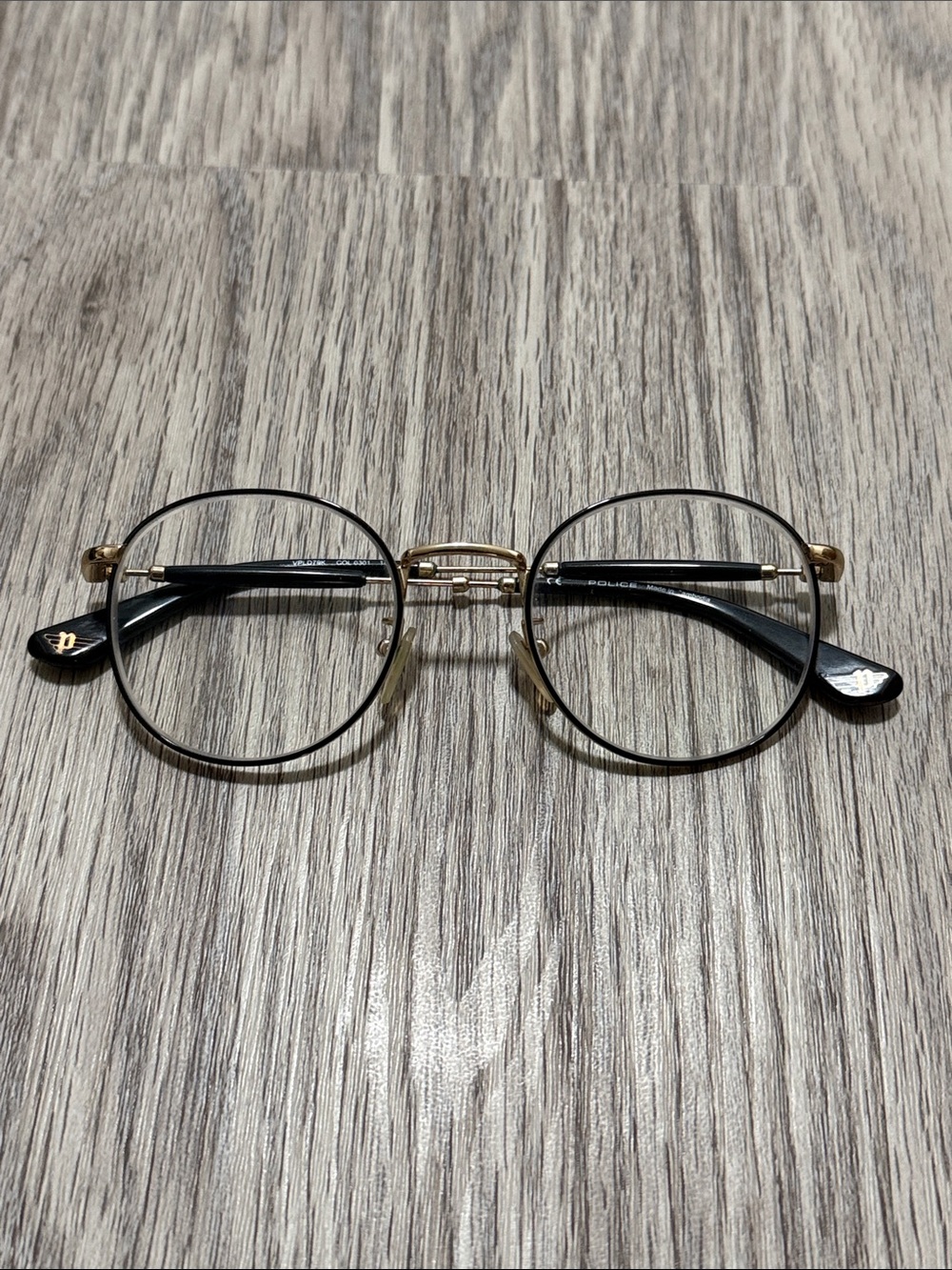 Police Round Metal Glasses in Gold and Black